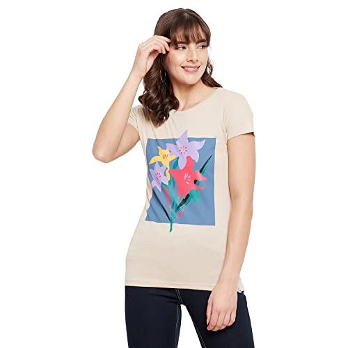 duke stardust women v neck fawn color top