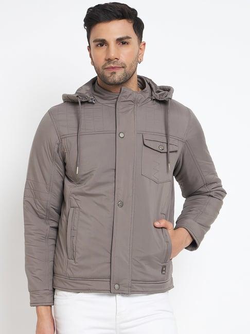 duke steel grey slim fit hooded jacket