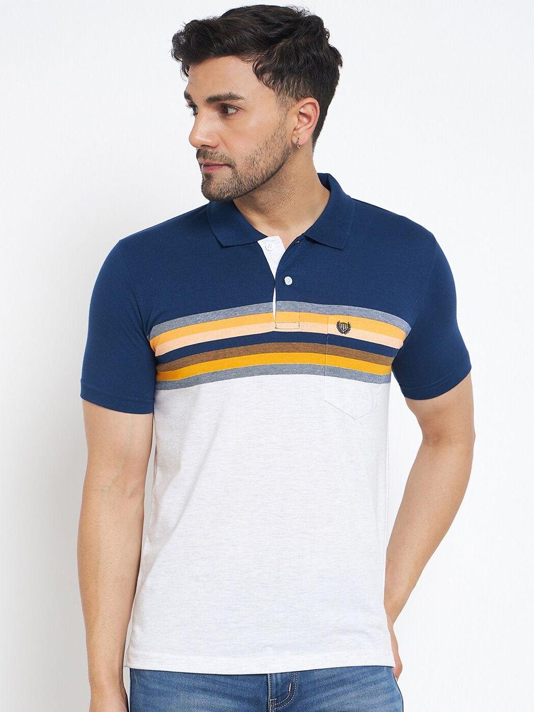 duke striped polo collar cotton casual t-shirt