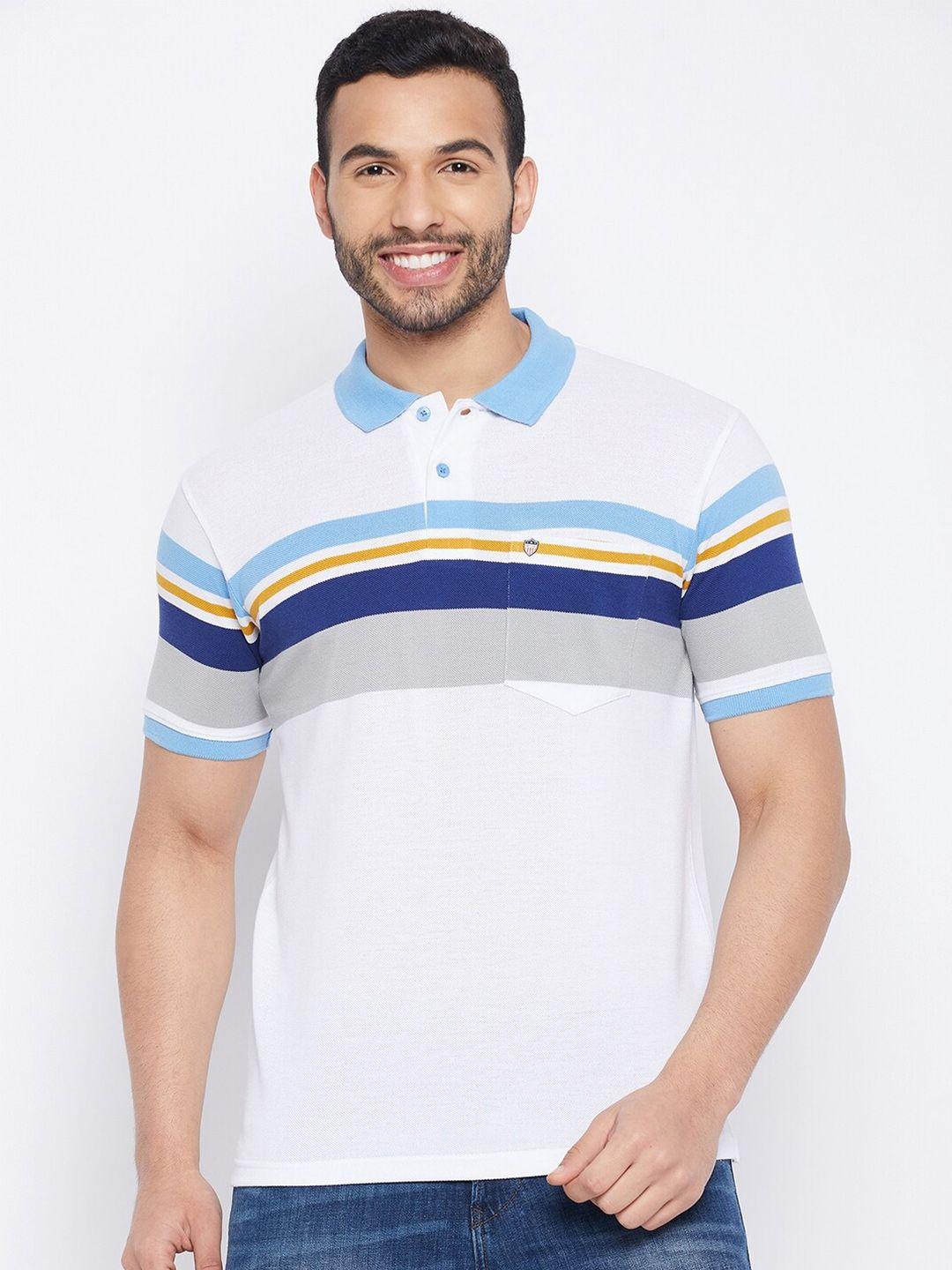 duke striped polo collar cotton t-shirt