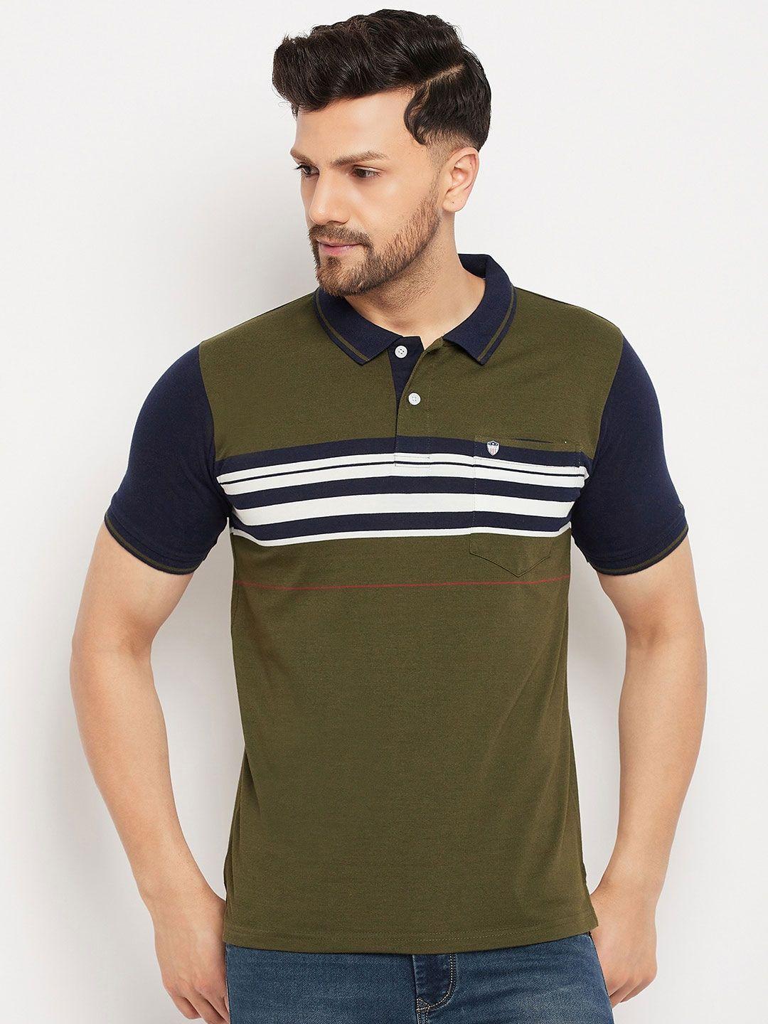 duke striped polo collar cotton t-shirt