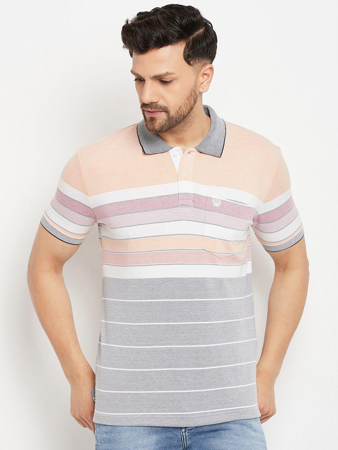 duke striped polo collar regular fit cotton t-shirt