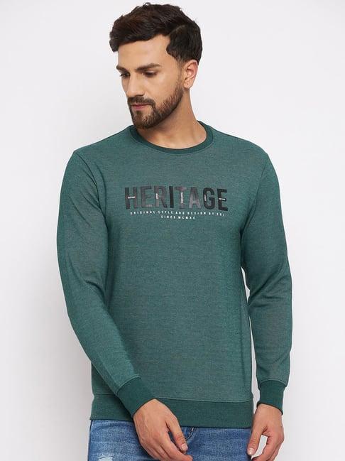 duke teal green slim fit printed sweatshirt