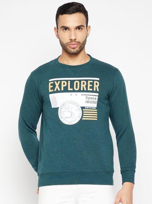 duke teal mix regular fit printed sweatshirt