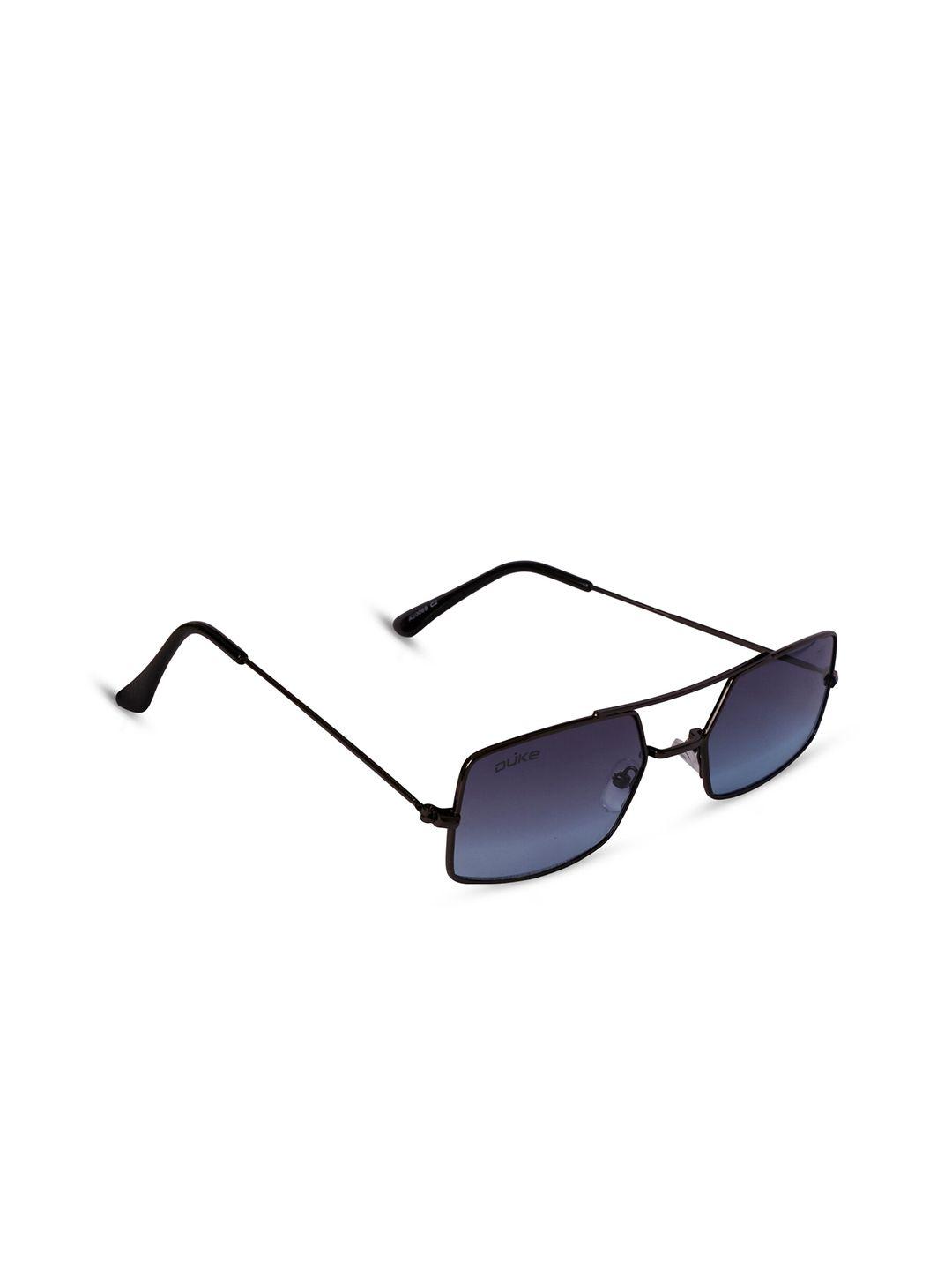 duke unisex blue lens & black rectangle sunglasses with uv protected lens duke-a20069-c2