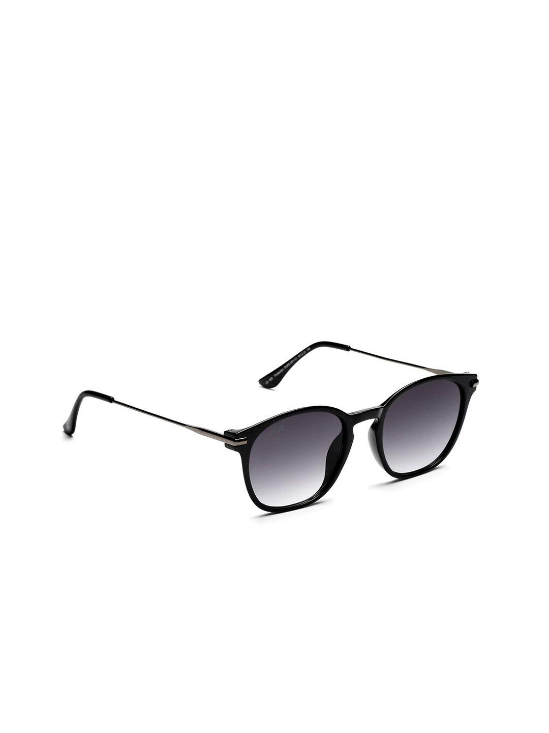duke unisex grey lens & black oval sunglasses with uv protected lens duke-001-c1