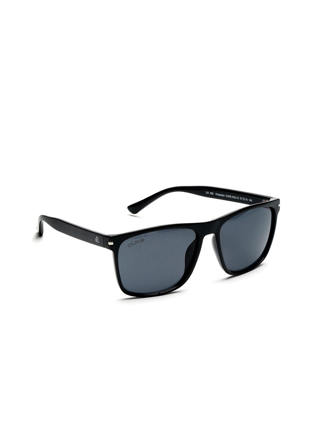 duke unisex grey lens & black rectangle sunglasses with uv protected lens duke-002-c3