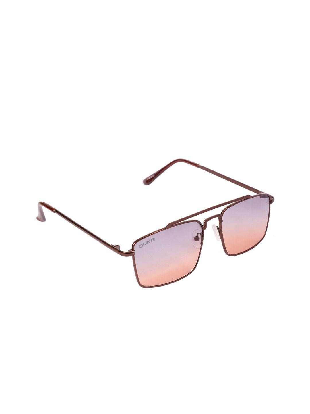 duke unisex mirrored lens & brown rectangle sunglasses duke-a1870-c4