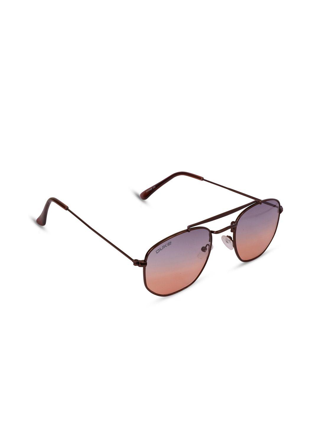 duke unisex mirrored lens & brown square sunglasses with uv protected lens duke-a20068-c4