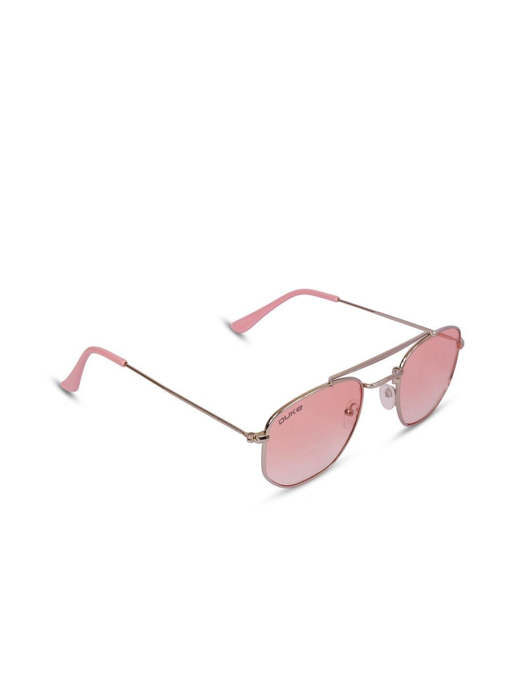 duke unisex pink lens aviator sunglasses with uv protected lens duke-a20068-c6