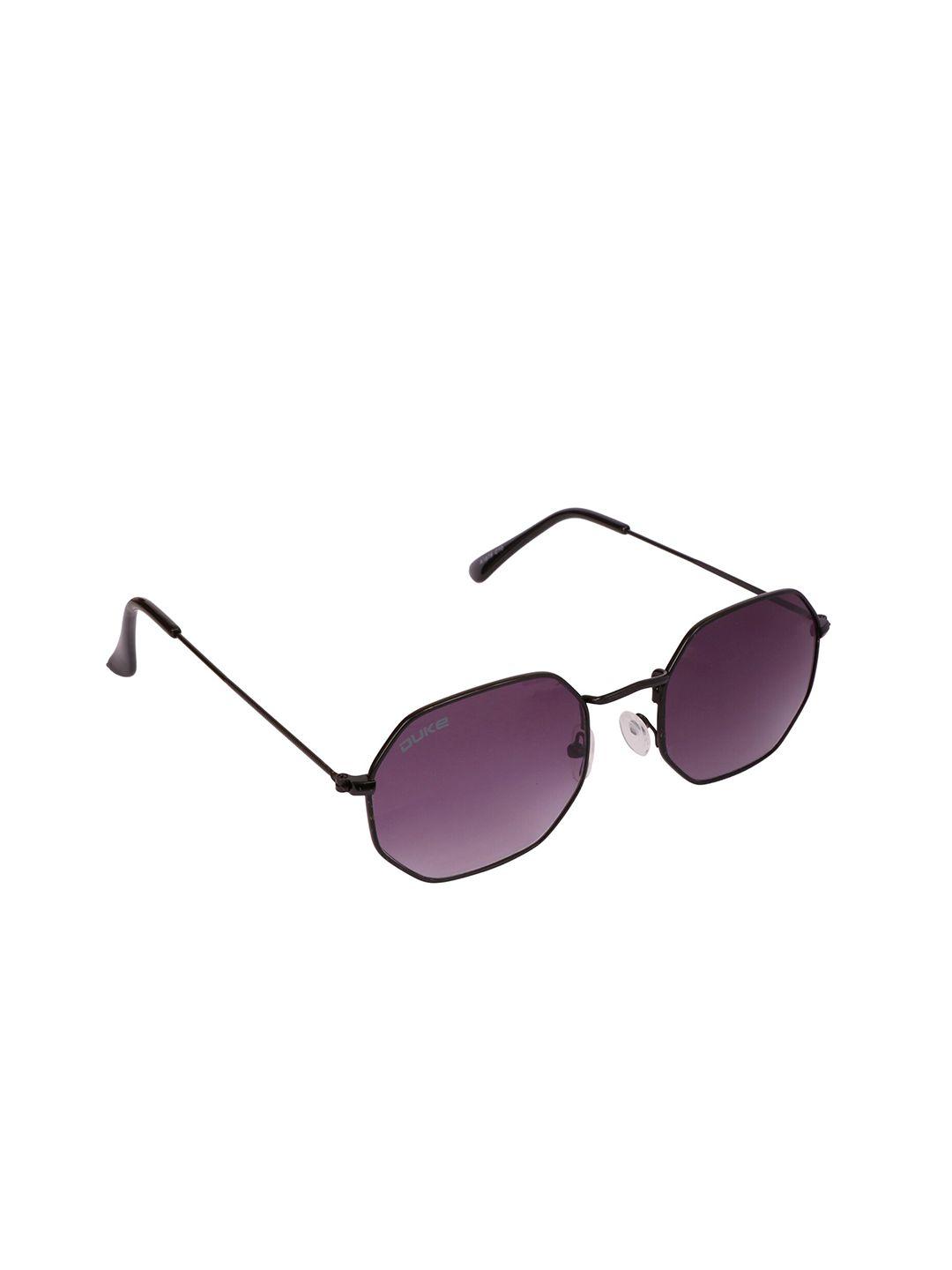 duke unisex purple lens & black octagonal sunglasses with uv protected lens duke-a1875-c8