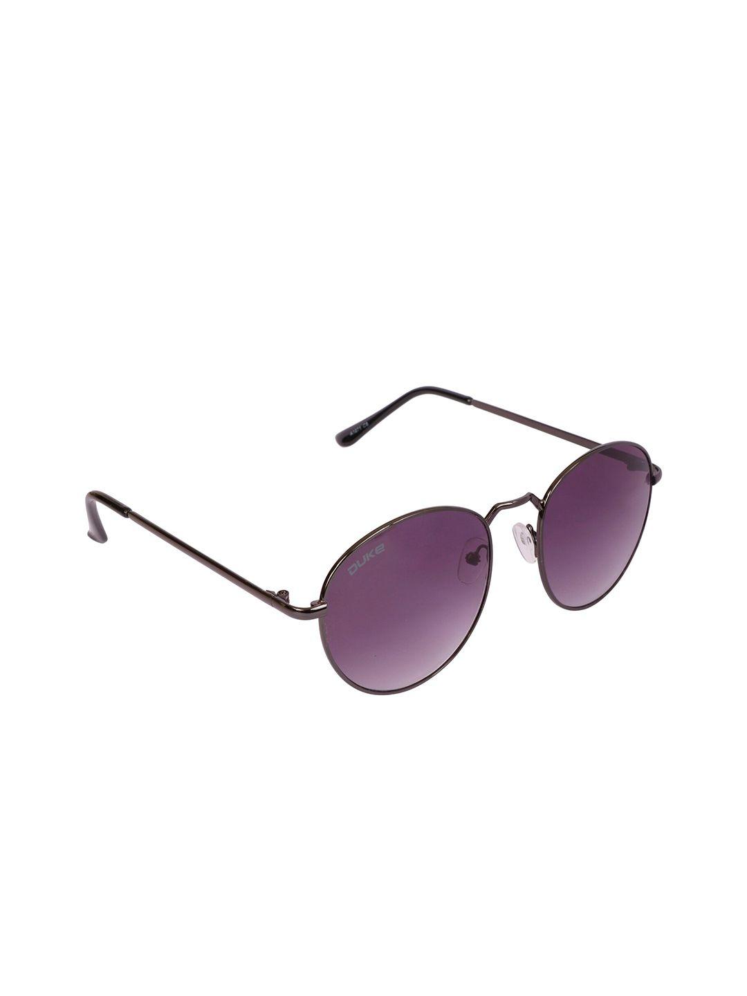 duke unisex purple lens & gunmetal-toned round sunglasses duke-a1871-c8