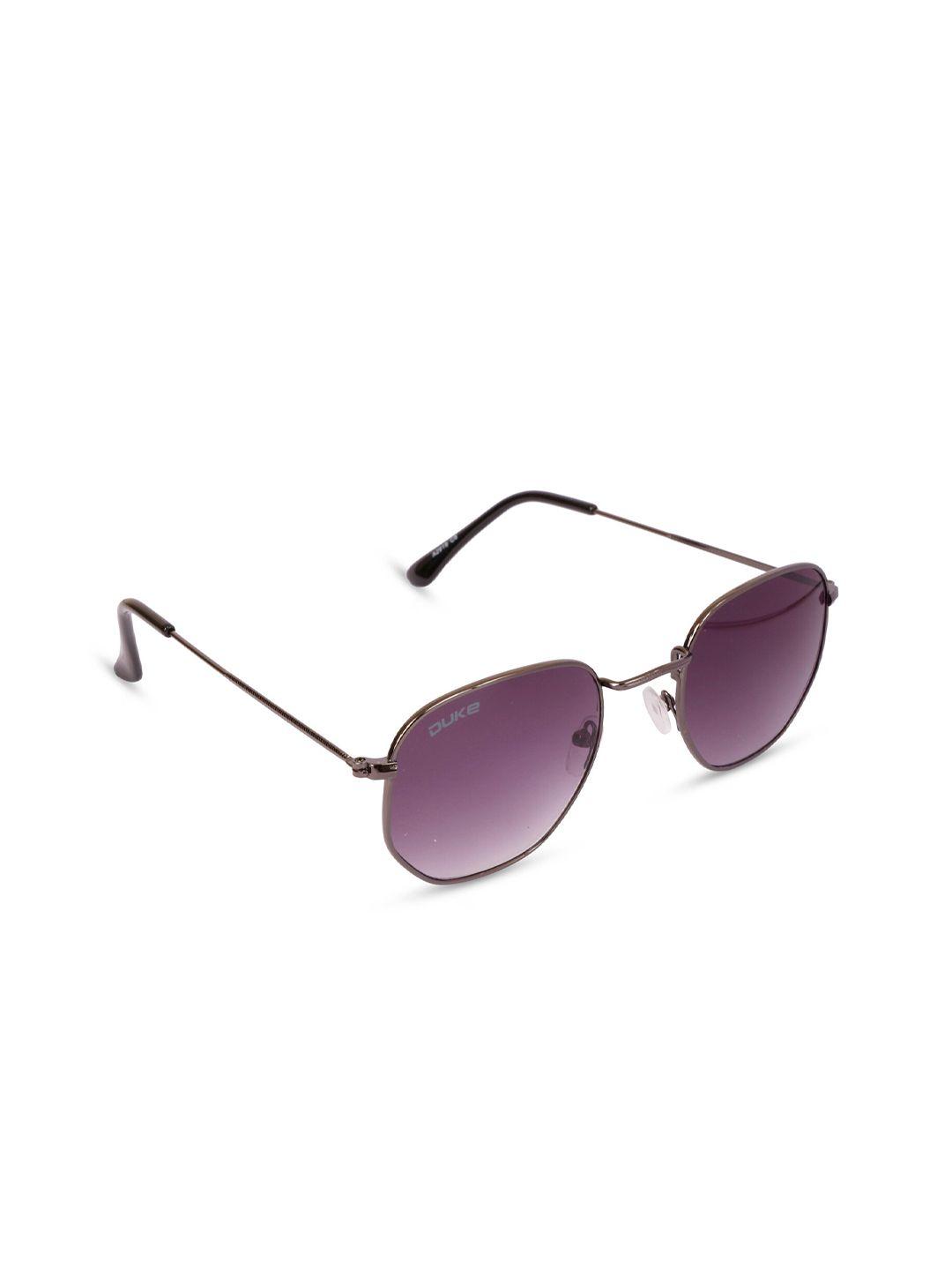 duke unisex purple lens & gunmetal-toned uv protected rectangle sunglasses duke-a2919-c8