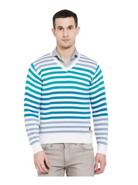 duke white & blue striped sweater