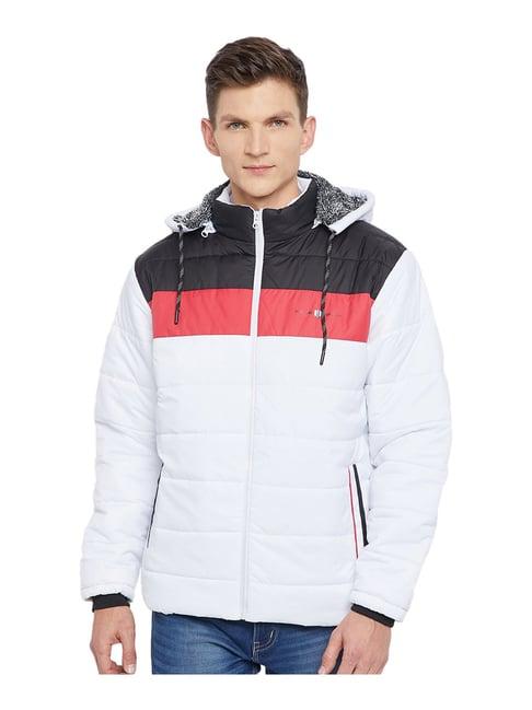 duke white full sleeves hooded jacket