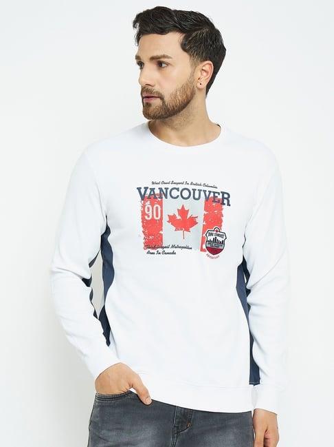 duke white regular fit printed sweatshirt