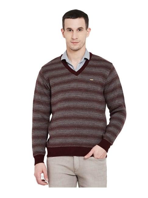 duke wine & grey striped sweater