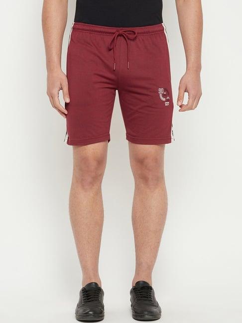 duke wine mix regular fit printed shorts