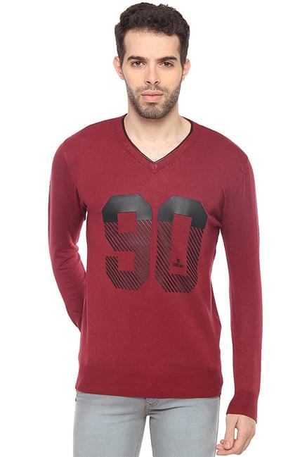 duke wine regular fit printed sweatshirt