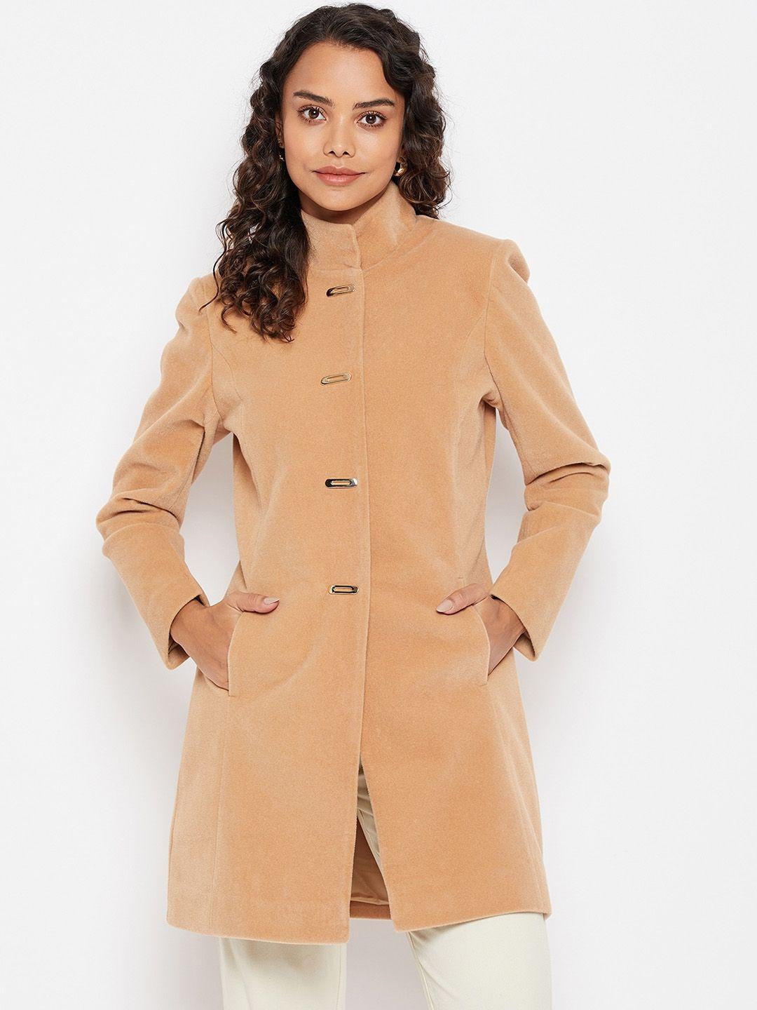 duke women beige solid wool trench coats