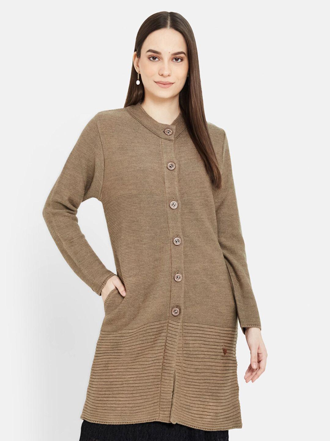 duke women brown woolen longline cardigan