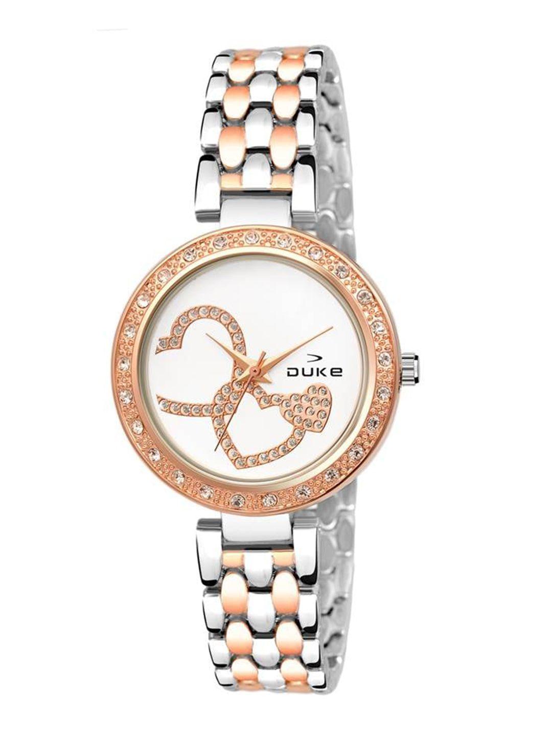 duke women embellished dial & bracelet style straps analogue watch dk7004rw02c