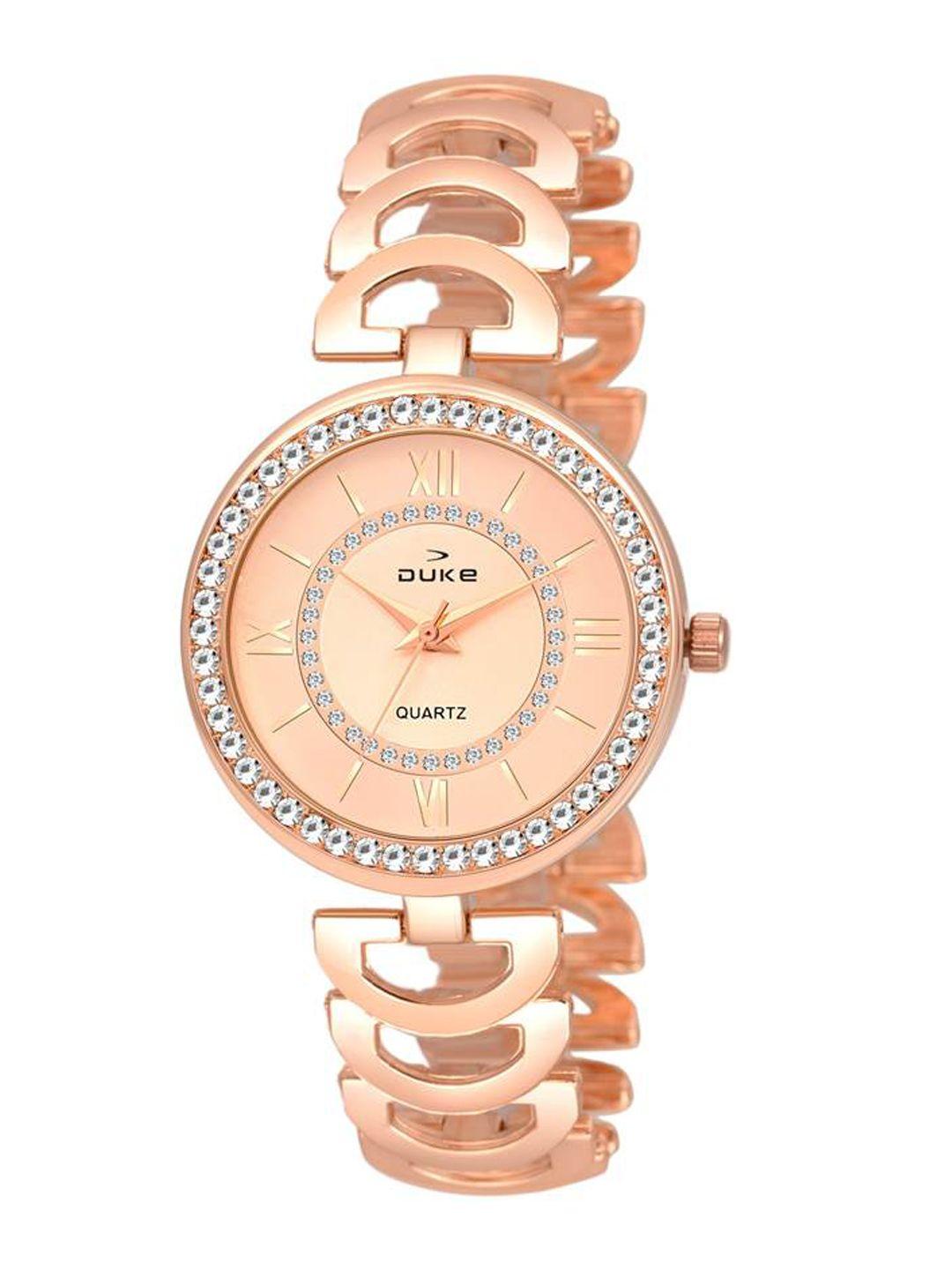 duke women embellished dial & bracelet style straps analogue watch dk7005rw02c