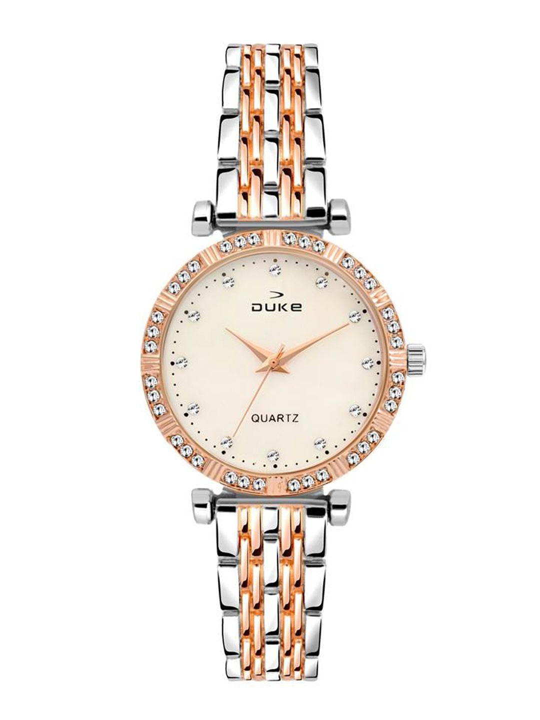 duke women embellished dial & bracelet style straps analogue watch dk7008rw02c
