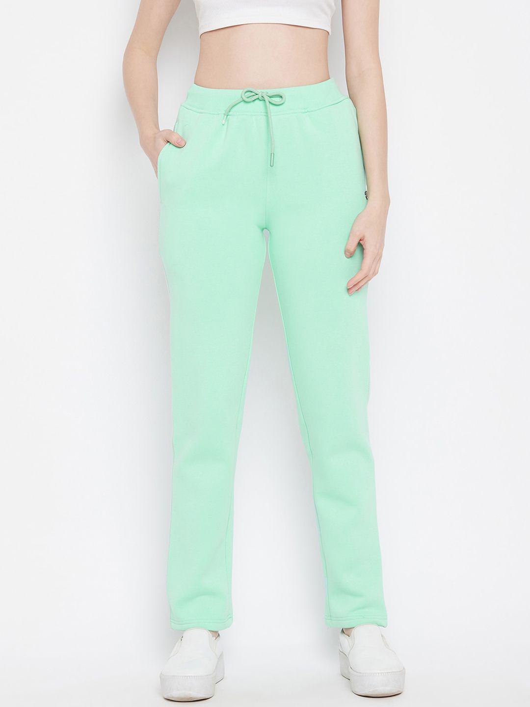duke women green solid cotton track pants