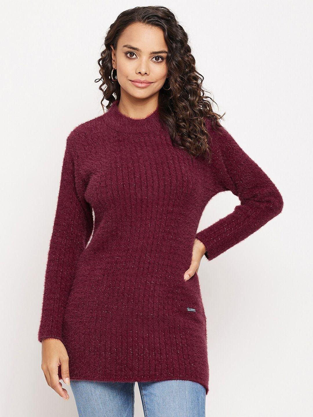 duke women maroon striped striped longline pullover