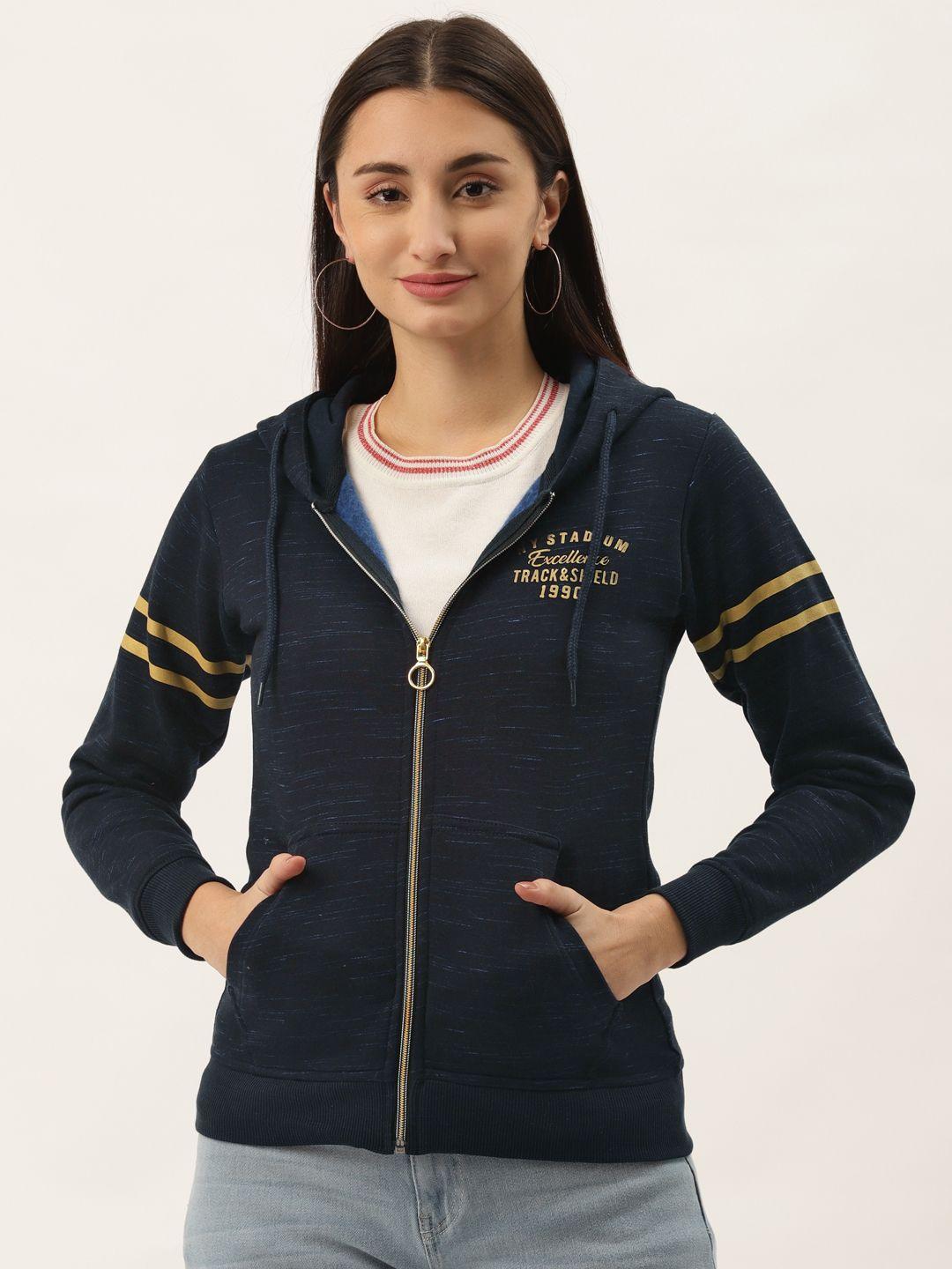 duke women navy blue printed hooded sweatshirt