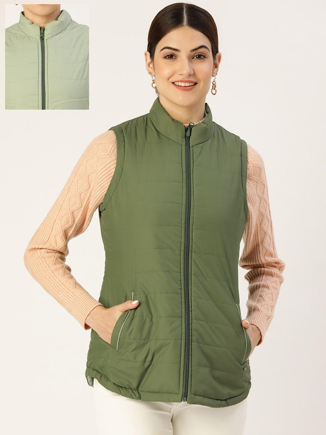 duke women olive green reversible padded jacket