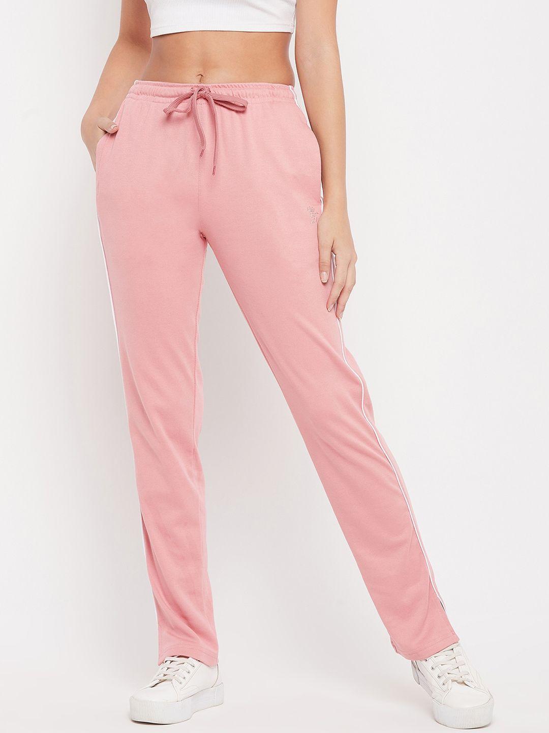 duke women pink regular-fit cotton track pants