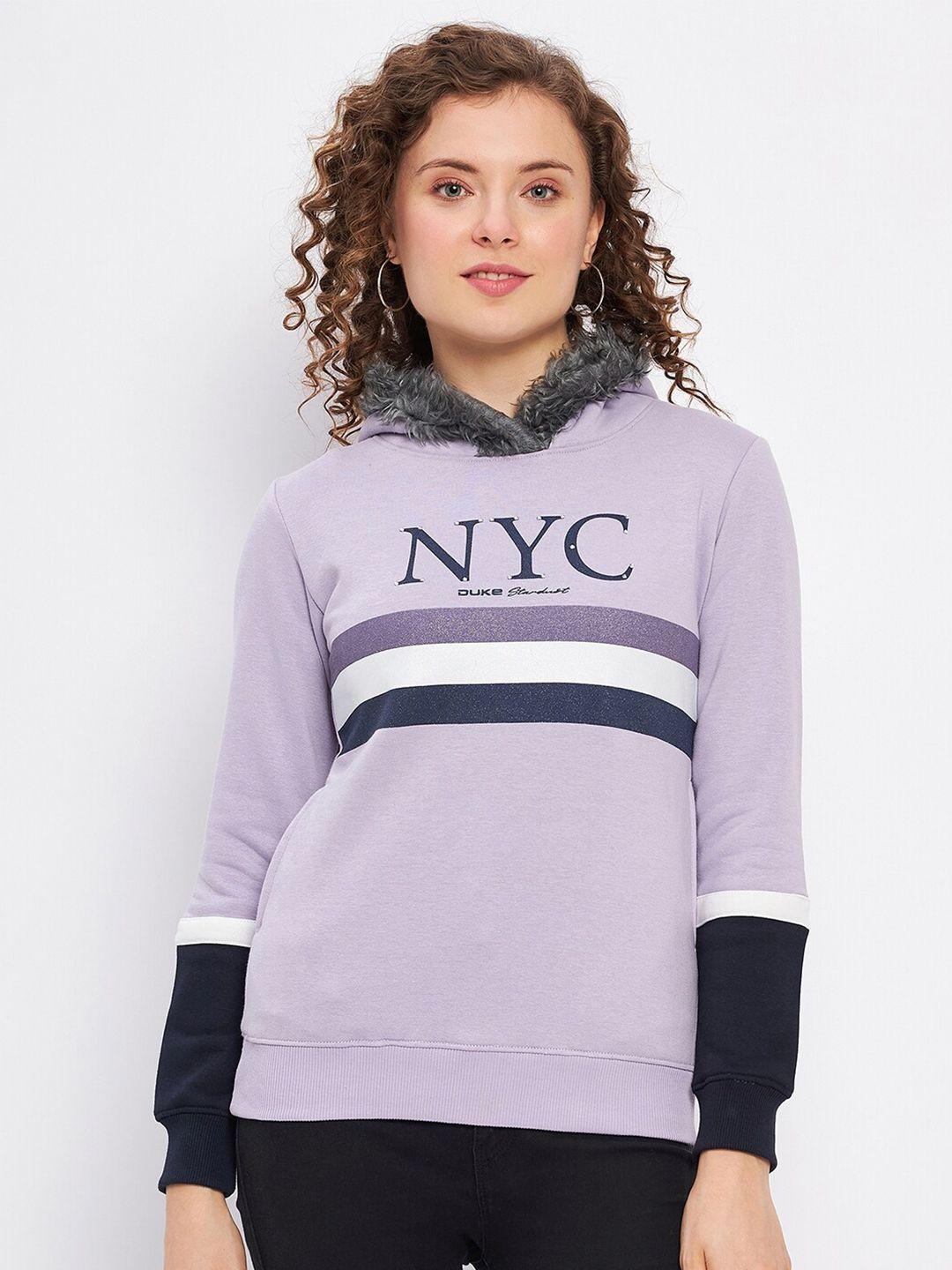 duke women purple printed hooded sweatshirt