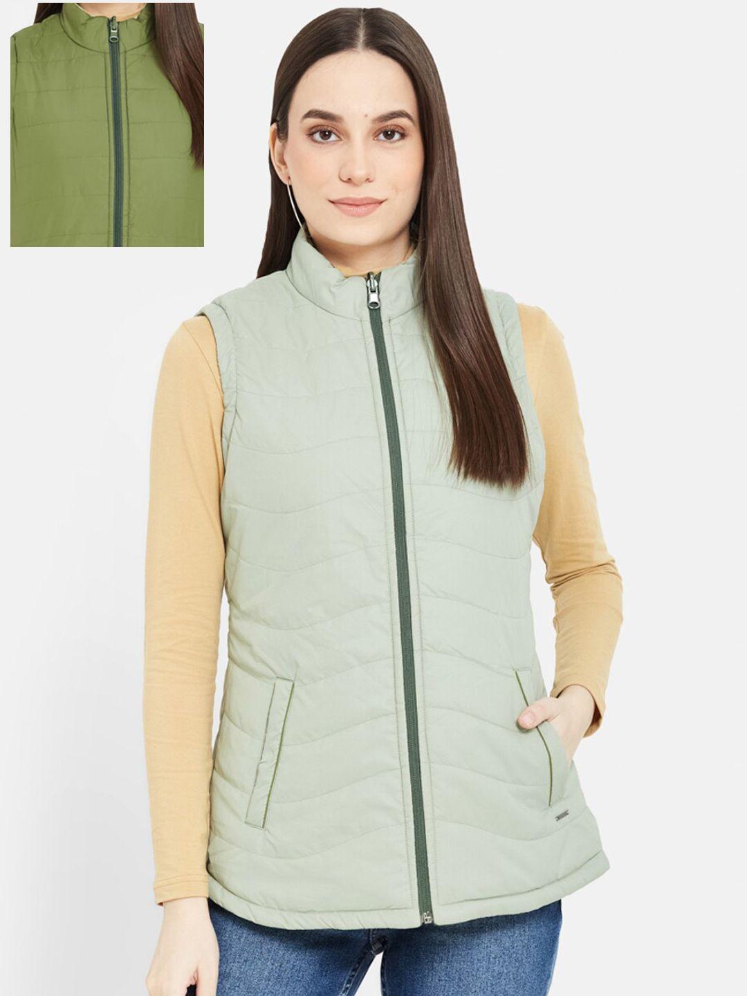 duke women solid sleeveless reversible padded jacket