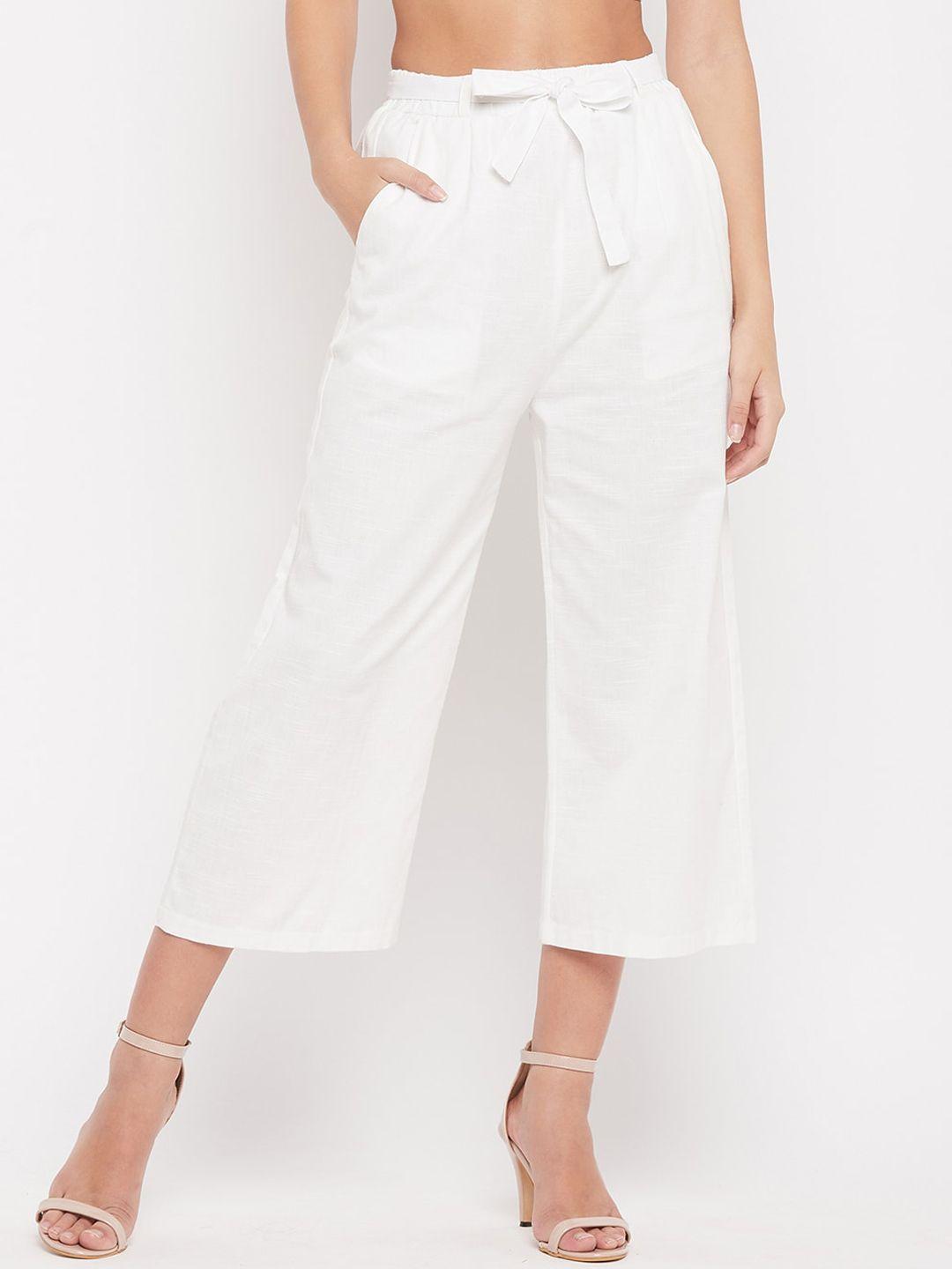 duke women white high-rise culottes trousers