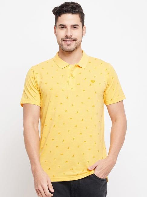 duke yellow slim fit printed polo t-shirt