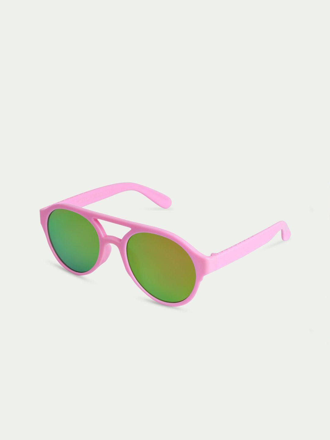 dukiekooky kids yellow lens & pink round sunglasses with uv protected lens dksg325e