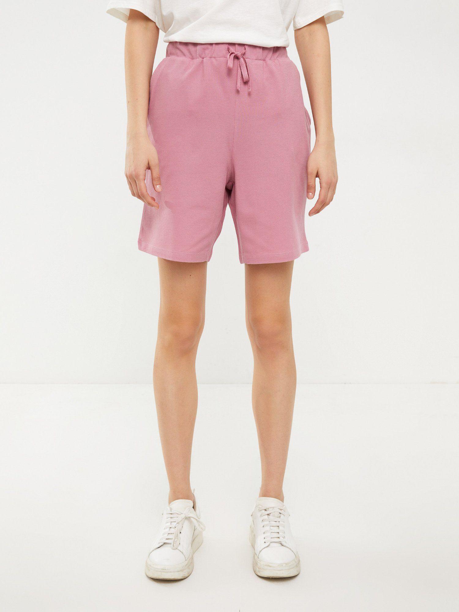 dull pink solid shorts