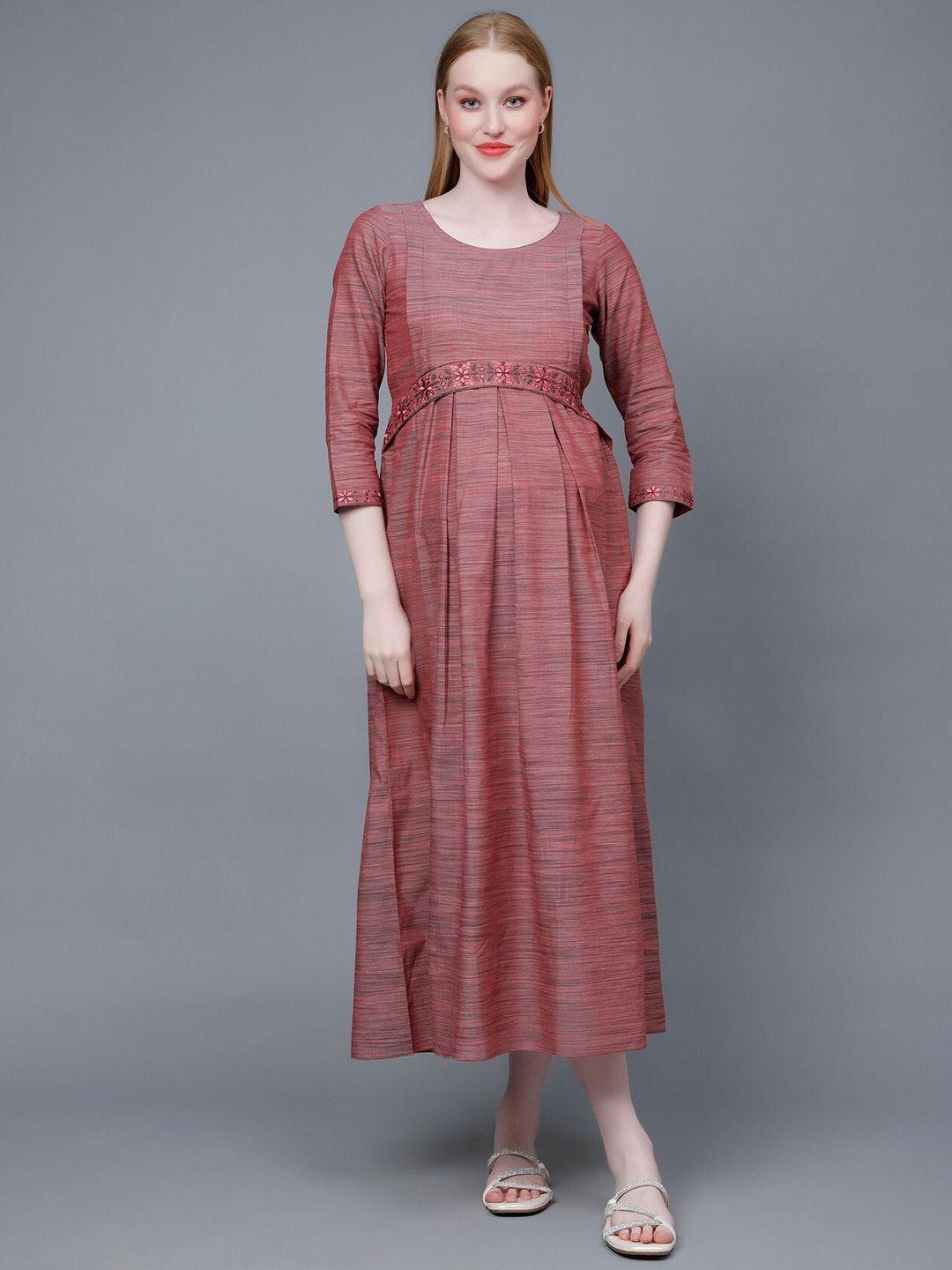 dummy shape round neck thread work empire maternity kurta