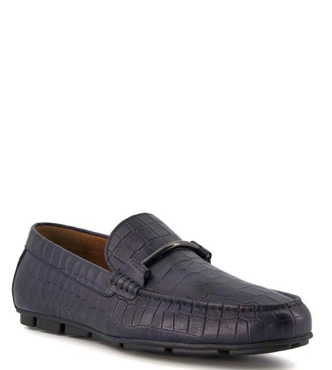 dune london men's beyond di loafers (animal attack) navy loafers (animal attack)