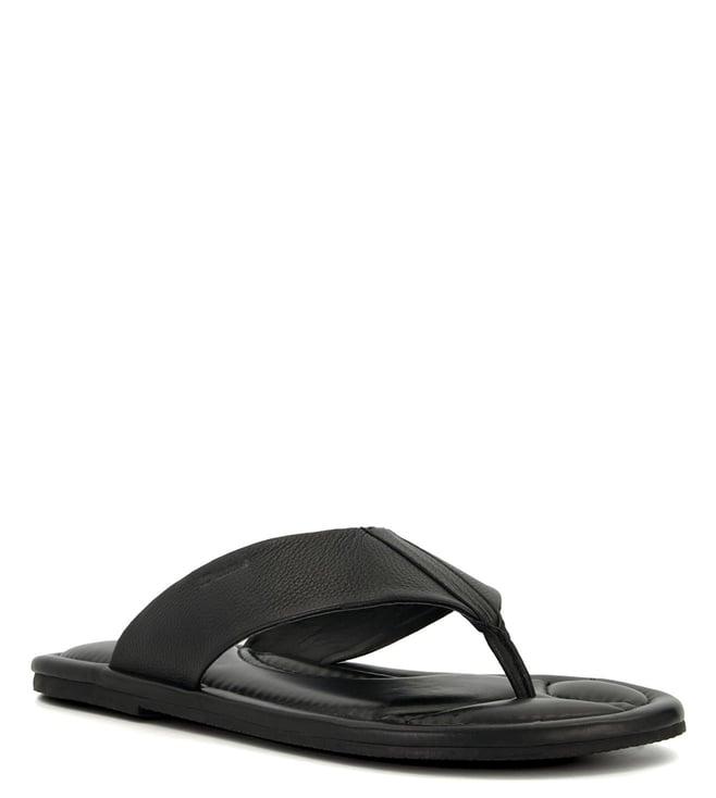 dune london men's frip saffiano black thong sandals