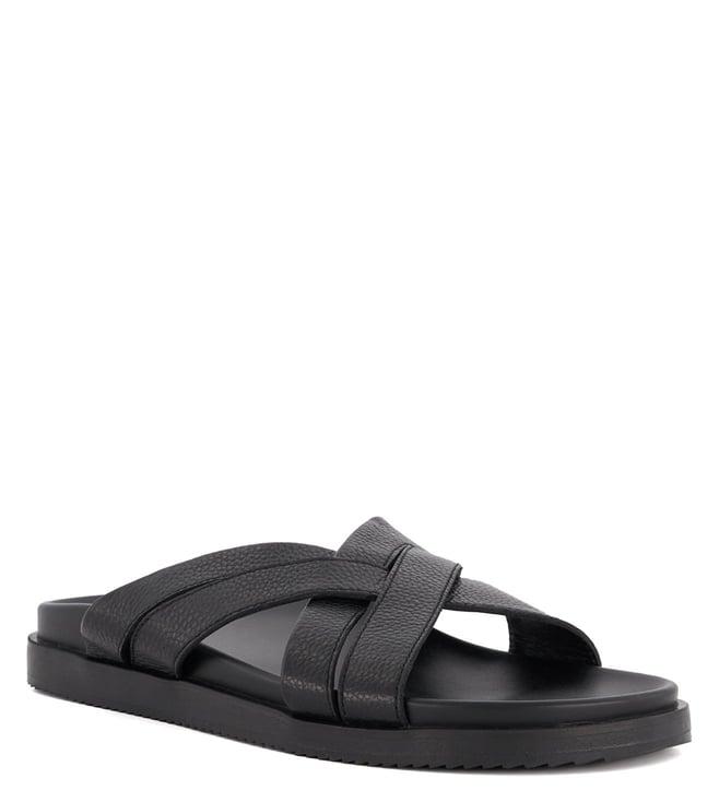 dune london men's intone black cross starp sandals