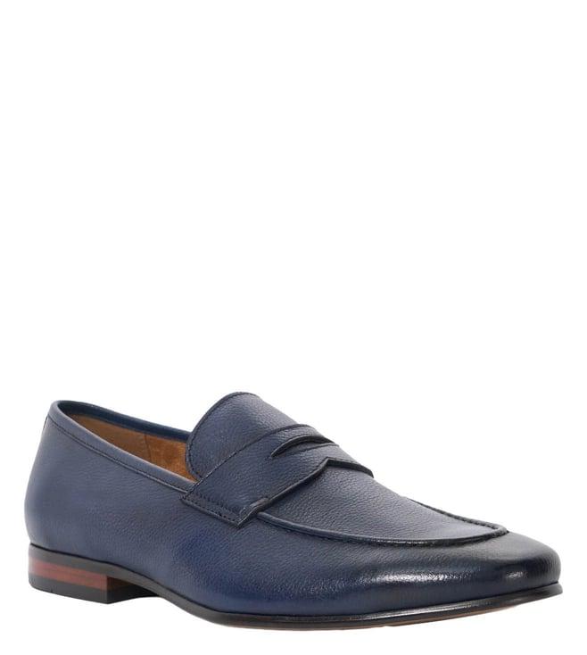 dune london men's shalen navy loafers