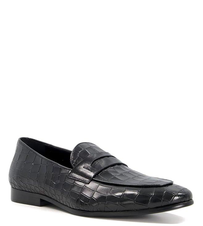 dune london men's stoma black loafers (animal attack)