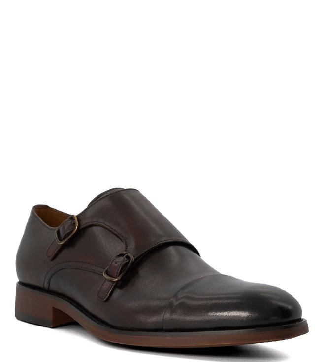 dune london men's sullivann brown monk strap shoes