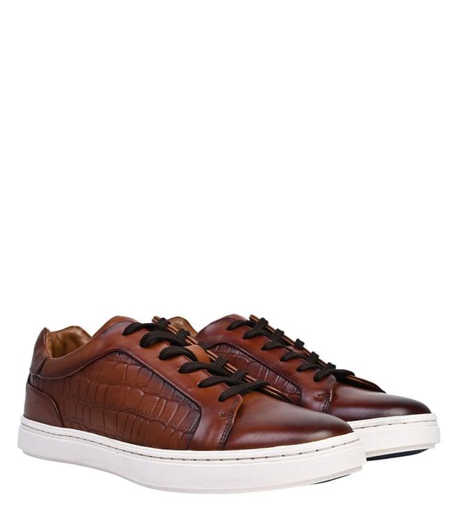 dune london men's troc tan sneakers (animal attack)