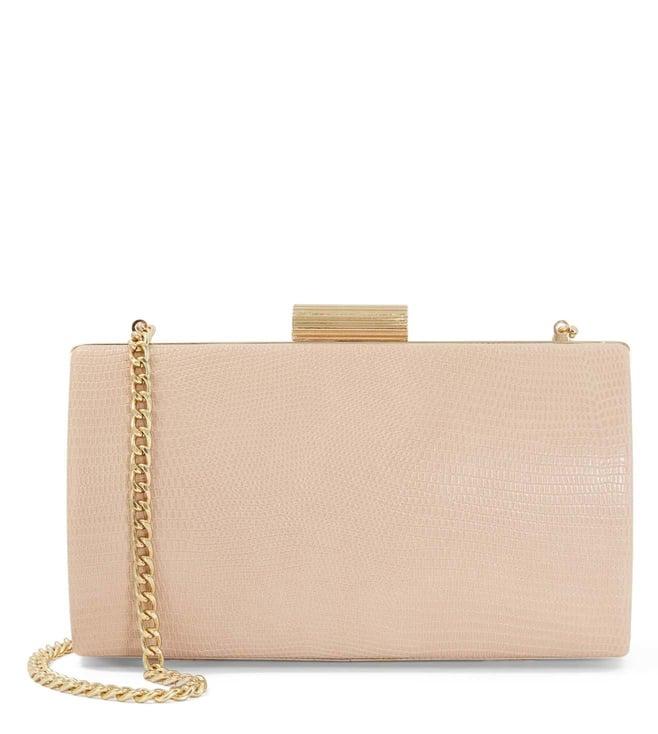 dune london nude belleview mini etched clasp clutch