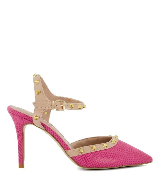 dune london women's caylee pink ankle strap stilettos