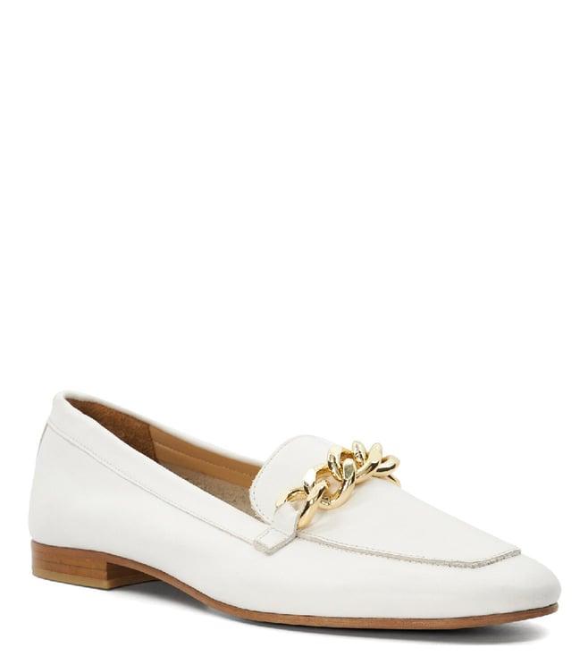 dune london women's goldsmith white loafers